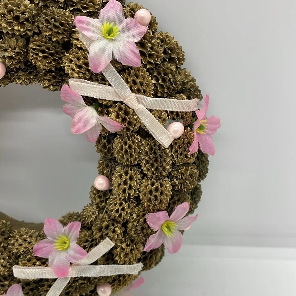 Gold Wreath Made Out of Thistle Burrs - 5.5 Inches